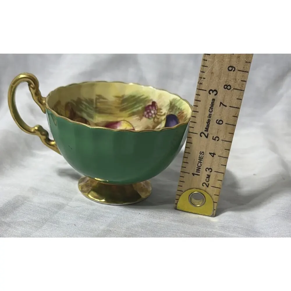 Fruit Harvest‎ TEACUP & SAUCER by Royal Aynsley GREEN Jones VINTAGE